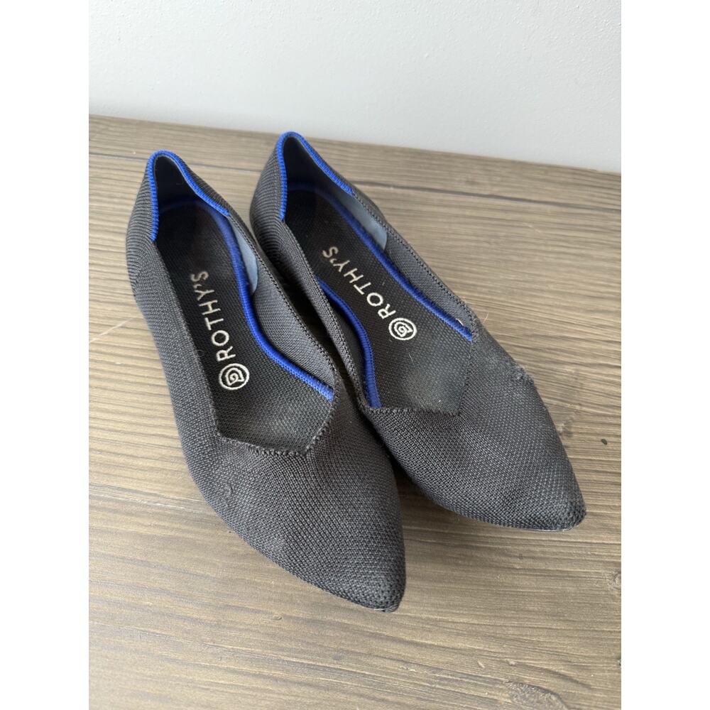 Rothy’s The Point Women's Size 8.5 US Black Solid Toe Slip On Flat Shoes READ